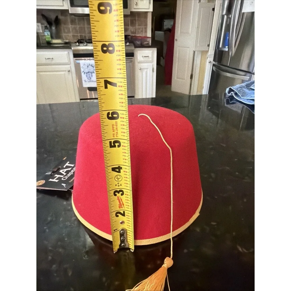 Red Felt Fez Hat Cap Yellow Tassel Costume Dance Theatre Rubies Hat Chapeau